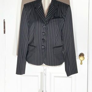 Ralph Lauren Black and White Pinstripe Blazer size 12 career B374